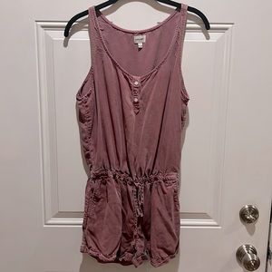 Rusty pink shorts romper with sleeveless